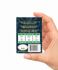 Back view of Icebreaker Coding Card Game box held in hand, featuring details and barcode. Perfect for programmers and devs gatherings.