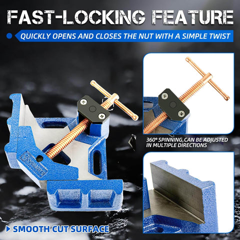 Heavy Duty Ductile Iron Welding Angle Clamp With 4.72 Inch Opening And 2.36 Inch Jaw Depth Powder Coated For Rust Resistance product image.