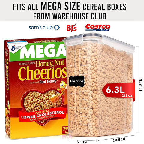 Two Pack Extra Large Airtight Food Storage Canisters For Bulk Pantry Organization, 6.3 Liters 213 Ounces BPA Free Plastic Containers