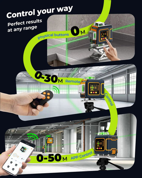 Green Laser Level Pro Grade With 16 Lines And 4x360 Degree Planes Self Leveling Cross Line Projector with remote control and app