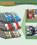 Image of Eight Pack Can Organizer For Pantry And Fridge, Stackable Wire Shelf Rack Holds Up To Seventy Two Cans, displaying cans.