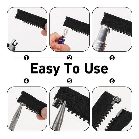 Installation steps for Size Five Metal Zipper Latch Slider Retainer Insertion Pin With Bottom Stopper For Metal Zippers Repair DIY Sewing Replacement