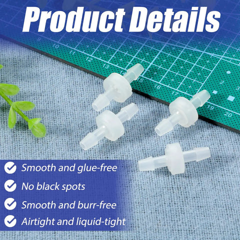 Four Pack One Quarter Inch Check Valve 6mm One Way Barb Hose Inline Plastic Non Return Valve For Air Intake Water And Oil Systems, Durable White Pump Check Valve With Secure Connection