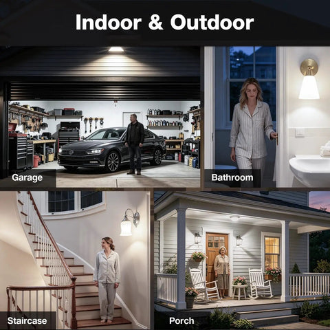 Motion Sensor A19 LED Bulb For Dusk To Dawn Security Lighting, 8.5W No Fuss 60W Equivalent, Frosted Finish, 90 CRI, Damp Rated, 5000K Daylight, Porch And Garage Safety Light, Easy Install, 2 Pack used in garage, bathroom, stairs, and porch