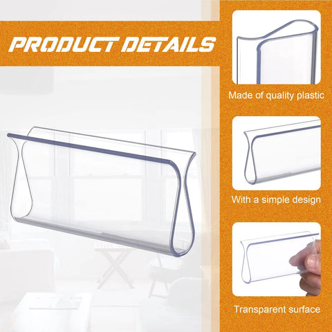 Clear Plastic Hem Grips for Roller Shade Handles, Replacement Blinds Hardware for Windows and RV Rolling Curtains, Easy Install, Durable Pull Down Grip, 8 Piece Set; clear plastic hem grip close-up