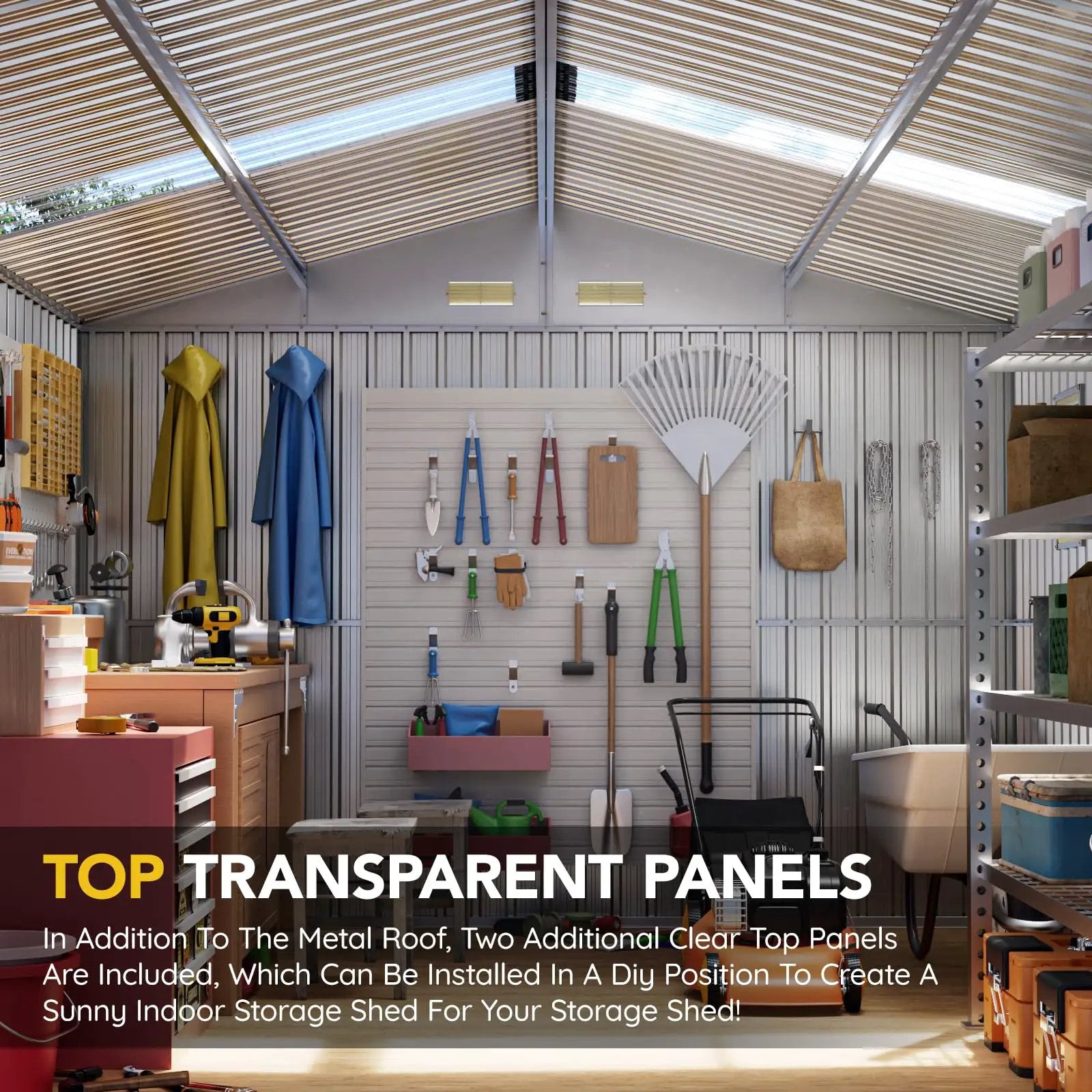10x12 Ft Outdoor Storage Shed With Skylight Roof ✓