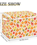 Top Shelf Foldable Storage Bin With Snug Flip Top Lid And Reinforced Handles For Bedroom Closet Organization Collapsible Fabric Cube 16.5x12.6x11.8 in with fall pattern.