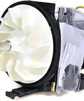 High Performance 120V Motor Assembly With Aluminum Base for upright vacuum systems, side view showing direct-air motor design.
