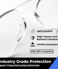 Clear Safety Glasses Bulk Pack Of 48 For Men Women, Work, Lab And Construction, ANSI Z87.1 Impact Resistant, UV400, anti-scratch features