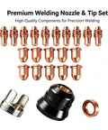 Plasma Cutter Consumables Kit 23 Pieces Replacement For Titanium Plasma65 Ti PC65 IPT 65 Models 56255 56811 59182 58895 59164 Includes Electrodes Nozzles Cups Standoff Guide Swirl Ring Shield Cap Direct Replacement Plug And Play, showing copper electrodes and black shield cap.