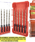 Six Piece Pro Grade Countersink Drill Bit Set With Depth Stop Collar And Tapered Bits For Woodworking includes hex wrench and storage case.