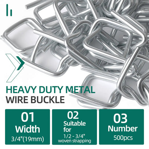 Heavy Duty Galvanized Steel 3 4 Inch Wire Strapping Buckle For Woven Cord Tie Downs, 500 pieces of metal buckles stacked.