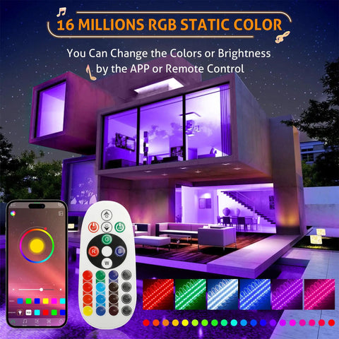 Storefront LED Lights With Bluetooth App Control, 80ft Long, 160pcs 5050 RGB LED Strip, Waterproof, Super Bright For Signs And Storefront Advertising Signage, Remote Or App Control, Music Sync, Scene Modes, Timer, Dimmable Brightness
