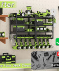 Power Tool Organizer Wall Mount With Four Detachable Tiers Heavy Duty Metal Rack Up To 300 Lbs Eight Drill Holders in garage