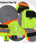 Close-up of Tough As Nails High Visibility Reflective Safety Vest For Men And Women Ansi Isea Class 2 Certified features and materials.