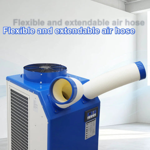 Heavy Duty 18700 BTU Industrial Spot Cooler Portable Air Conditioner with flexible air hose for effective cooling.
