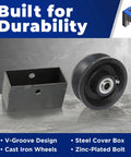 cast iron V groove gate wheel with steel cover box for durability