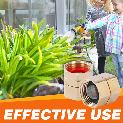 Swivel 3/4 Inch Brass Garden Hose Adapter Female To Female Connector For Pressure Washer in garden setting