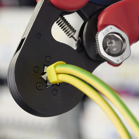 Self-Adjusting Crimping Pliers for End Sleeves and Ferrules, Hexagonal Crimp for Confined Spaces Up to 10 mm2 (2 x 6 mm2 Ferrules / AWG 10)