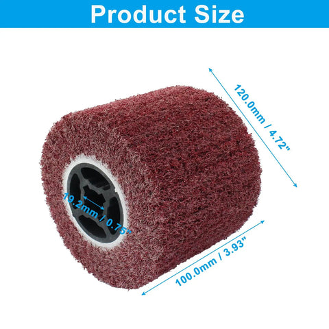 60 Grit Surface Conditioning Drum Non Woven Nylon Wheel For Wood And Metal Polishing, 120mm diameter, 100mm width