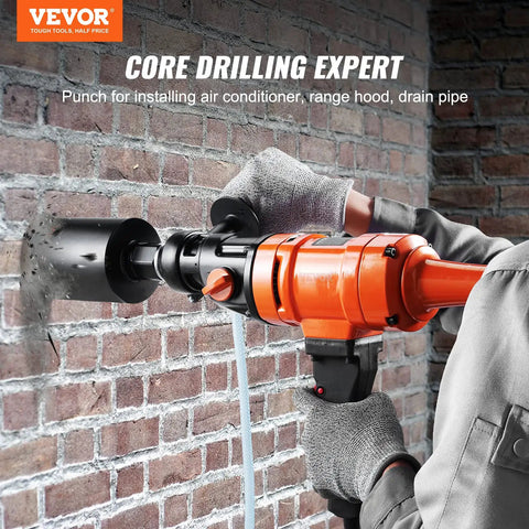Using Handheld Wet Diamond Core Drill for Concrete and Masonry, 4 Inch Core Drill Rig With 1100 2400 RPM Two Speed