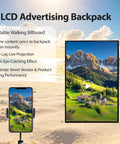 21.5 Inch Portable Lcd Backpack Signboards For Street Marketing Fly Setup Crisp Hd Touchscreen Digital Adboard showing live projection setup at beach.
