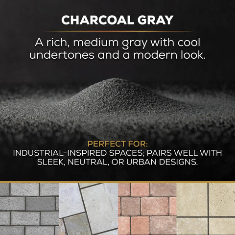 Game Changing Polymeric Sand With Ceramic Flex Technology for Paver Joints in Charcoal Gray. Image of charcoal gray sand mound.