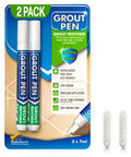 White Grout Pen For Tile Grout Painting And Whitening Waterproof Colorant And Sealer Marker With Narrow Five Millimeter Tip Two Pack With Extra Tips Quick Drying Bleach Free For Cleaner Looking Floors And Bathrooms package