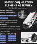 Beefed Up Dryer Heating Element Assembly Replacement For LG DLE5977W DLE2240W DLE3170W Fits 5301EL1001J includes housing and wiring