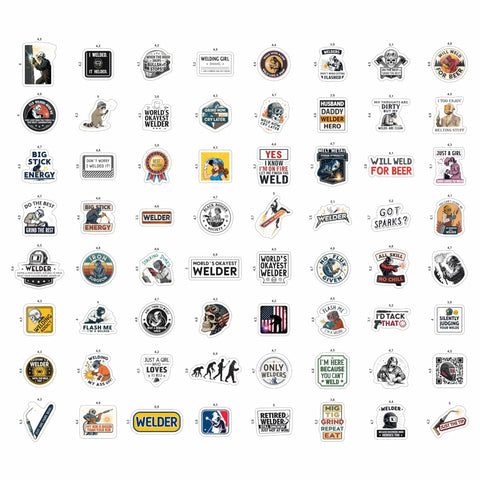 100 Piece Welder Sticker Set For Helmets Laptops Water Bottles And More Durable Vinyl Welding Stickers For Hard Hats Windows And Gear