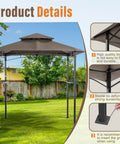 Outdoor Grill Gazebo 8 By 5 Foot Patio Canopy With Double Tier Roof And Air Vent And Eight Tool Hooks for Backyard
