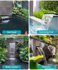 All-In-One Pond Waterfall Kit With LED Lights, 8-Inch Stainless Steel Spillway, 600 GPH Pump in garden, pool, and backyard settings