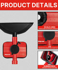2-In-1 Vacuum Dust Collection Attachment For Drilling And Drywall Cutting, red and black with scale lines and rubber seal details