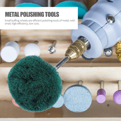 Close-up of scouring pad from Six Piece Abrasive Wheels Scouring Pads Sanding Heads For Wood And Metal Rust Deburring And High Efficiency Polishing Buffing Wheel Kit For Industrial And Precision Electronic Devices