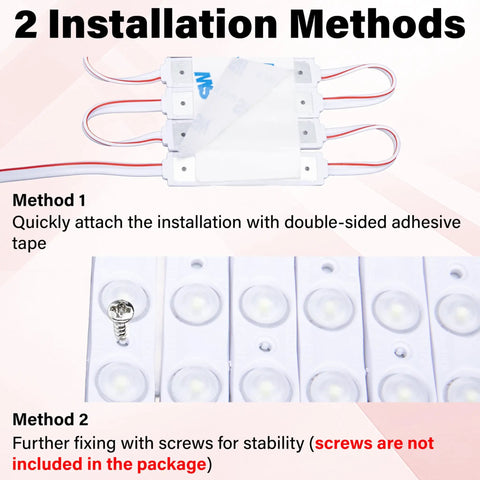 60 Led Van Interior Lighting Kit 12V Led Light Strips installation methods with adhesive tape and screws for vans and trailers