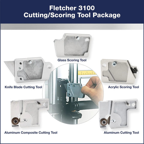Fletcher 3100 Cutting/Scoring Tool Package with five detachable heads for various materials including glass and aluminum.
