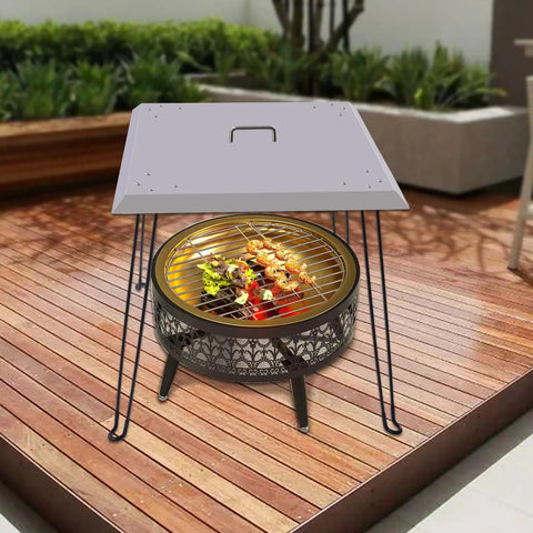 Square Fire Pit Heat Deflector Shield With Foldable Legs Stainless Steel Outdoor Camping Heat Shield for fire pits
