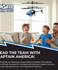 Father and sons playing with Captain America RC Helicopter For Kids 8 Plus Easy Fly Remote Control Toy With LED Lights Durable