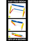 Easy fold design of Kids Soccer Goal With Ball And Pump 24 By 16 Inch Easy Assemble Insta Set With Quick Fold Corner Joints.