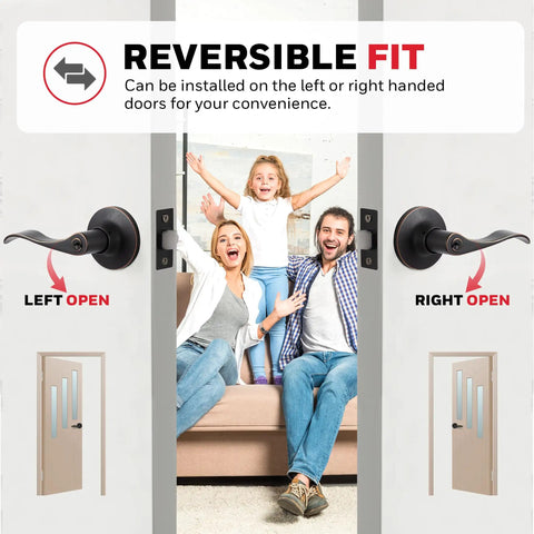 Interior And Exterior Wave Lever Door Handle With Keys For Bedroom And Office No Frills Anti Bump Resistant Reversible Fit