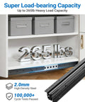 Beefed-Up Heavy Duty Under-Stair Drawer Slides Full Extension Bottom Mount Rails with 265 lb capacity displayed in cabinet