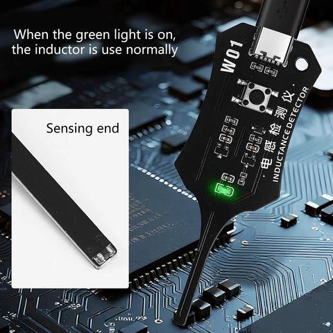 Inductance Tester With Green Indicator Light Type C Powered One Button Detection Tool For PCB Repair Quick Fault Location