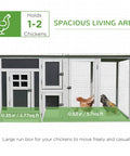 Outdoor Chicken Coop With Run And Nesting Box, Waterproof Roof, Removable Tray And Roosting Bar, Sturdy Wooden Hen House With Spacious Run