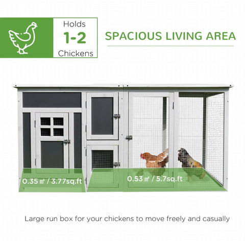 Outdoor Chicken Coop With Run And Nesting Box, Waterproof Roof, Removable Tray And Roosting Bar, Sturdy Wooden Hen House With Spacious Run