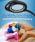 Close up of the Two In One ClearSun LED Magnifier Light Floor And Table Lamp For Crafting with sewing threads visible.