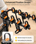 Heavy Duty 4 Bike Hitch Rack For Cars Trucks And SUVs With 2 Inch Receiver Foldable And Tiltable Design 3mm Thick Steel Frame And High Secure Straps