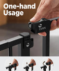 One-hand operation of Adjustable Baby Gate 29.5 To 41.3 Inches, 30-Inch Tall Metal Safety Gate with auto-close design and alarm.