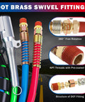Heavy Duty Semi Truck Air Lines Kit With 12 Ft Red And Blue 3 In 1 ABS Power Line Air Hoses, Double Tender Spring Kit, Stainless Steel Clamps