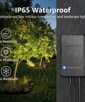 All In One Outdoor Landscape Lighting Kit waterproof 60W transformer with rain, heat, and frost resistance in garden view