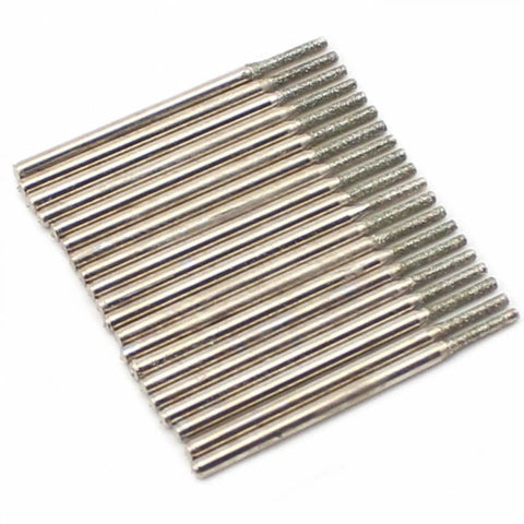 Pack of 1.5mm Diamond Drill Bits for Stone and Sea Glass Jewelry Making, featuring 2.35mm shank, 3/32 inch collet compatible, 6mm depth.